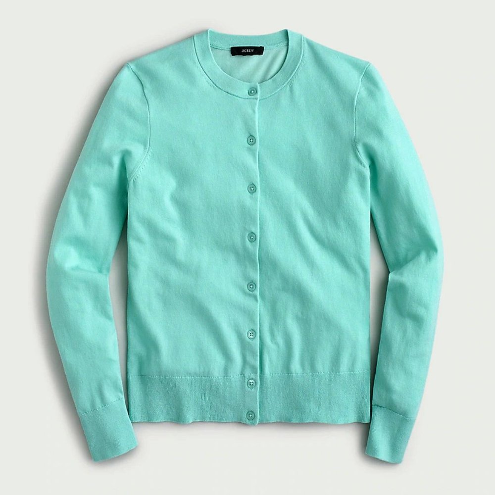 J.Crew Classic 100% cotton cardigan sweater XXS  Sunwashed Aqua